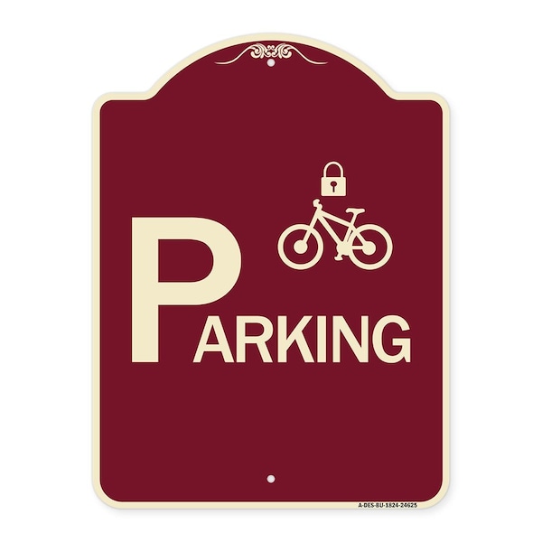 Signmission Parking With Cycle and Lock Symbol Heavy-Gauge Aluminum Architectural Sign, 24" x 18", BU-1824-24625 A-DES-BU-1824-24625 - main